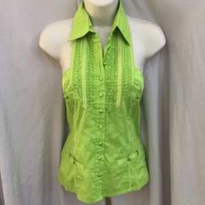 YEN-Beautiful bright neon green button up halter!